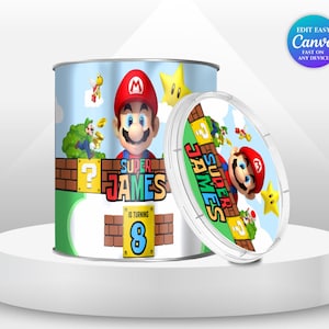 Mario Bros Geburtstag Pringle Label Mario Thema Party Super Mario Invite Boy 8. Geburtstag Mario Gastgeschenke Pfirsich Geburtstag Mario luigi SM1