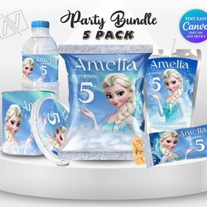 エルサの誕生日バンドルラベル アナと雪の女王パーティーガール 4歳の誕生日パーティーの記念品ラベル アナと雪の女王テーマパーティー アナと雪の女王 プリンセス エルサ パーティー オラフ FG1