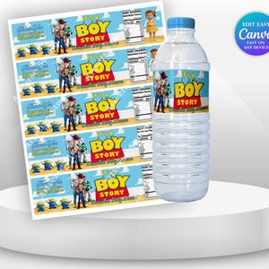 ahoy its a boy Baby Shower Toy Story Birthday Bottle Label Buzz Lightyear Toy Story Favors Cowboy Baby Shower Party Toy Story Printable TS5
