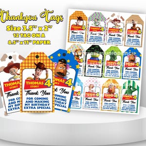 12 Thankyou Tags Toy Story Birthday Gift Tag BuzzLightyear Toy Story Party Favor Label Toy Story Alien Birthday Party Toy Story Printable TS