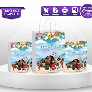 Treat Bag Label Moana Birthday Party Favor Label Moana theme Party Boy 3rd Birthday Favor Tag Luau Party Decor Tiana Birthday Printables MN1
