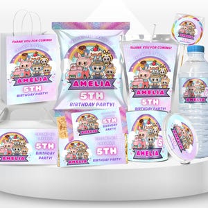Labubu Party Favor Bundle Labubu Theme Party Labubu Girl 5th Birthday Party Labels Labubu Dolls Birthday Favors Labubu Printable Mokoko LB1
