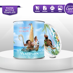 Pringle Label Moana cadeau d&#39;anniversaire étiquette Moana thème Party Boy 3e anniversaire cadeau Luau Party Decor Tiana anniversaire imprimable MN1