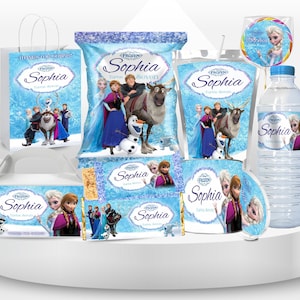 エルサのパーティー記念品バンドル アナと雪の女王パーティーガール 7歳の誕生日記念品ラベル アナと雪の女王テーマパーティーラベル アナと雪の女王 プリンセス エルサ 誕生日パーティー FG2