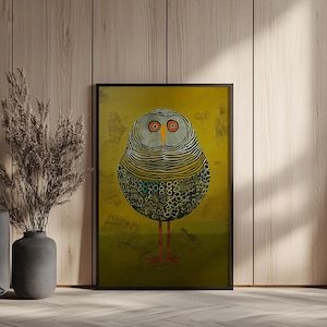 Owl Art Work, Home Decor, Gift For Her, Kitchen Wall Art, Bedroom Art Print, Living Room, House Warming Gifts, Birthday Gifts