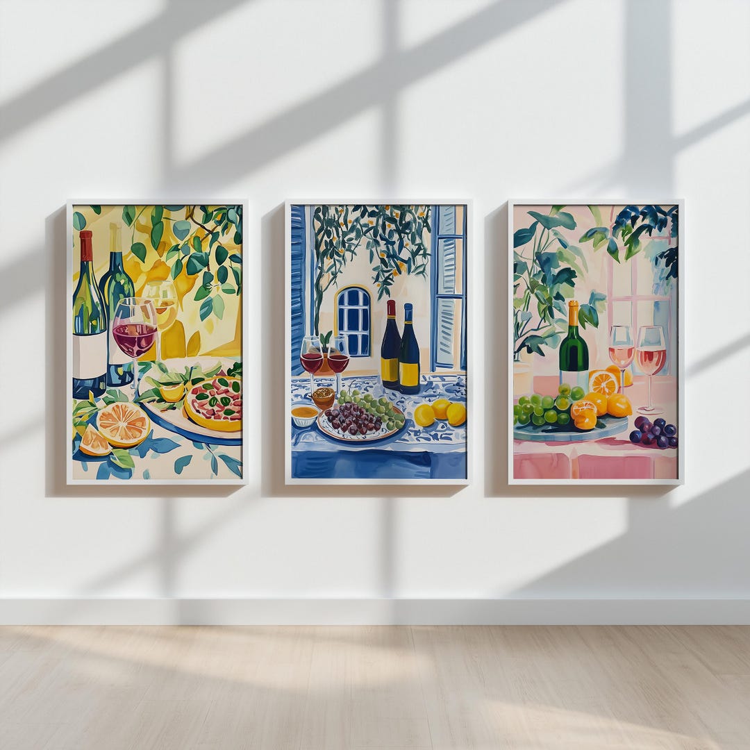 set of three mediterranean kitchen prints | framed... This item is unavailable - Etsy