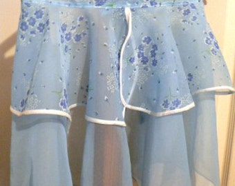 vintage apron ...BLUE RUFFLED Sheer  VINTAGE  Apron  ...