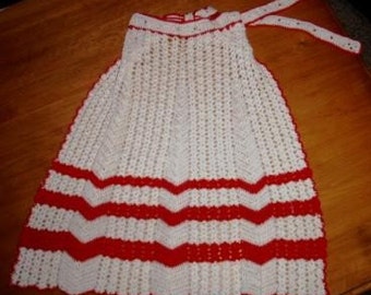 vintage apron ... festive and lovely  HAND CROCHET vintage APRON ...