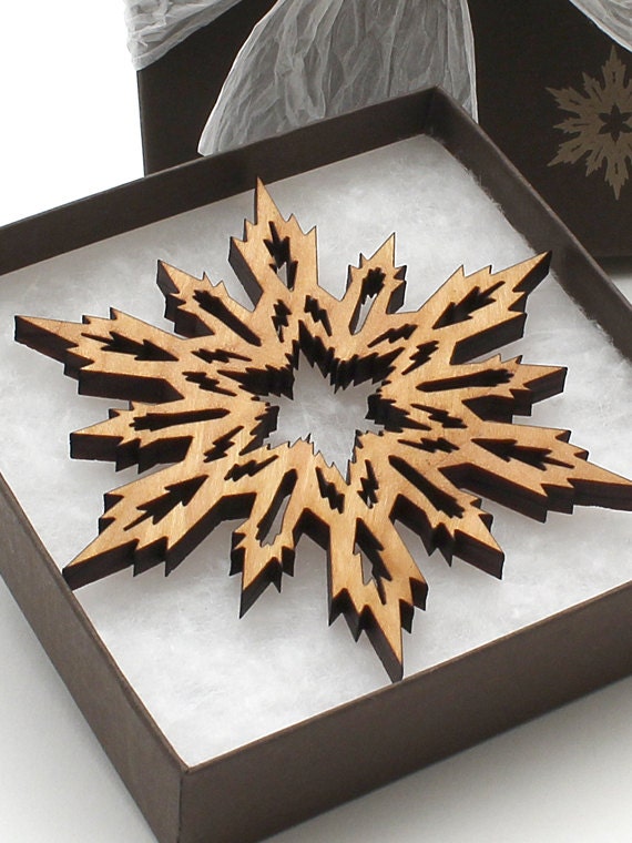 Items similar to Wood Christmas Decor Snowflake Ornament Gift Box