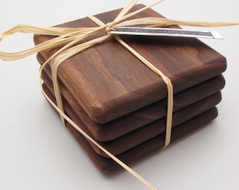 Black Walnut Wood Coasters Set Simply Natural Set of 4 - Timber Green Woods Sustainable Forestry Products