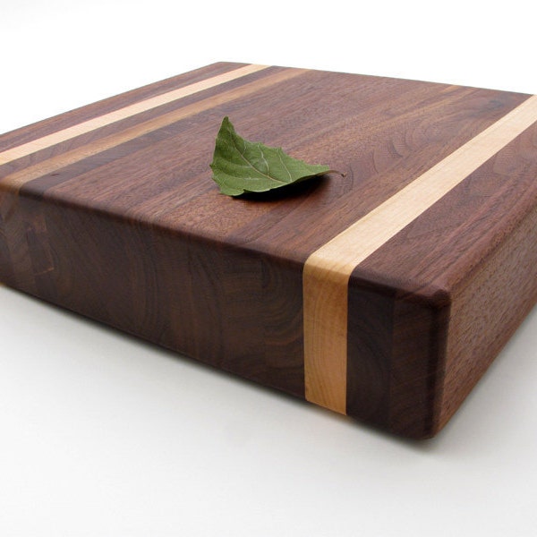 Pre-Order Designer Black Walnut Chopping Block and Cutting Board with Maple Accents - "The Shipper" - Sustainable Harvest Wisconsin Wood