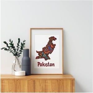 Pakistanische Karte mit LKW-Kunstmuster, Myanmar, Islamische Wandkunst, Colorado Wandkunst, Panorama-Wandkunst, trending