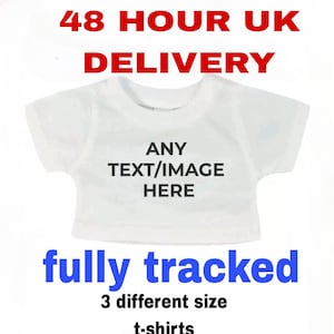 personalised Teddy bear t-shirt delivered in 48 hours fully tracked