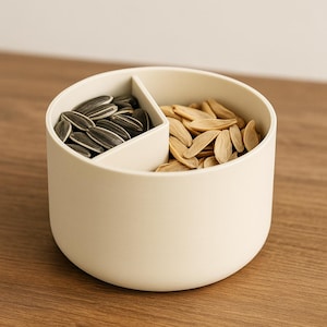 3D Printed Snack Bowl STL File – Two-Compartment Modern Design for Kitchen and Living Room