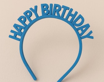 Diadema de feliz cumpleaños STL / Diadema para fiesta infantil / Accesorio de cumpleaños imprimible en 3D / Descarga digital