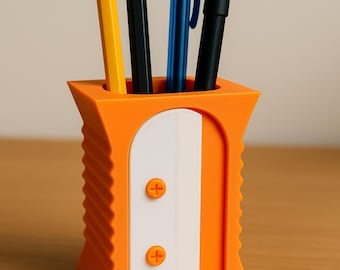 Pencil Sharpener Style Desk Pen Holder – 3D Print Digital STL File