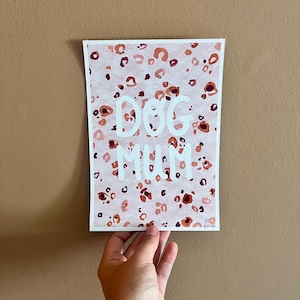 Illustrazione ad acquerello "DOG MUM" motivo leopardato. A5. Belle arti.
