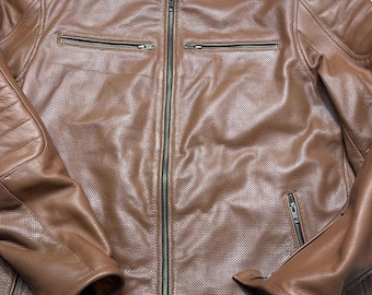 Handmade Men's Cowhide Leather Biker Jacket