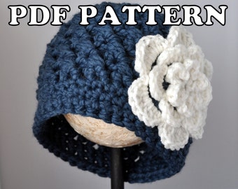 PDF PATTERN - Chunky Flowered Cloche