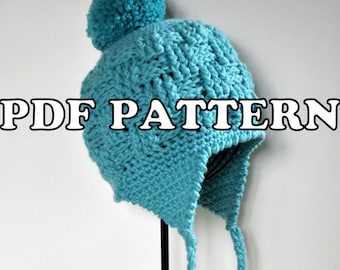 PDF PATTERN - Basketweave Earflap Hat
