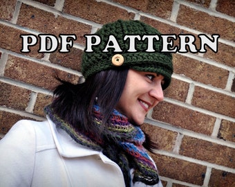 PDF PATTERN - Crochet Newsboy Cap