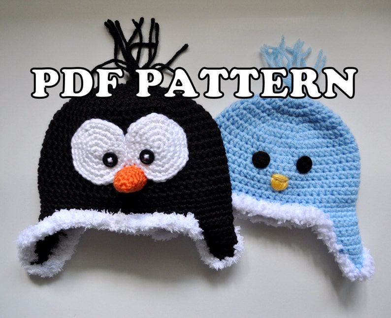 PDF PATTERN Crochet Penguin Birdy Hat | Etsy