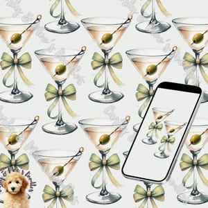 Martini, Olive Martini | Tapeta cyfrowa, Coquette, Olive, Oryginalna tapeta Martini, Projekty cyfrowe, Pobierz zestaw trzech