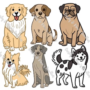 Dog Clip Art Doodle Bundle | Cute Dog, PNG & Printable Digital Download | Puppy Illustrations, Pet Clipart, Dog Lover Gifts, Dog Prints