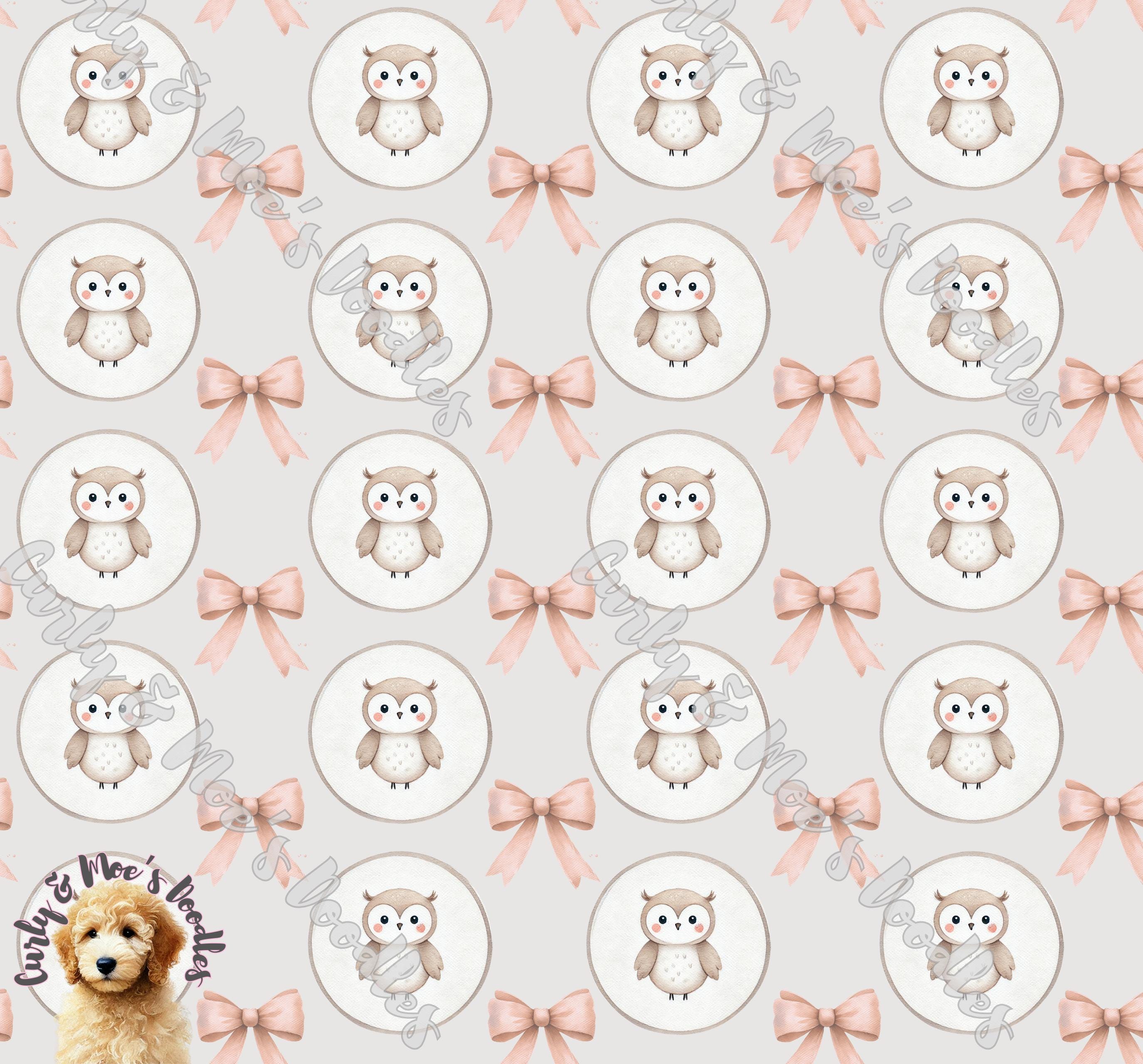 Seamless Nursery Background, Owl and Bow, Instant Digital Download, for papers, fabrics, POD and mor