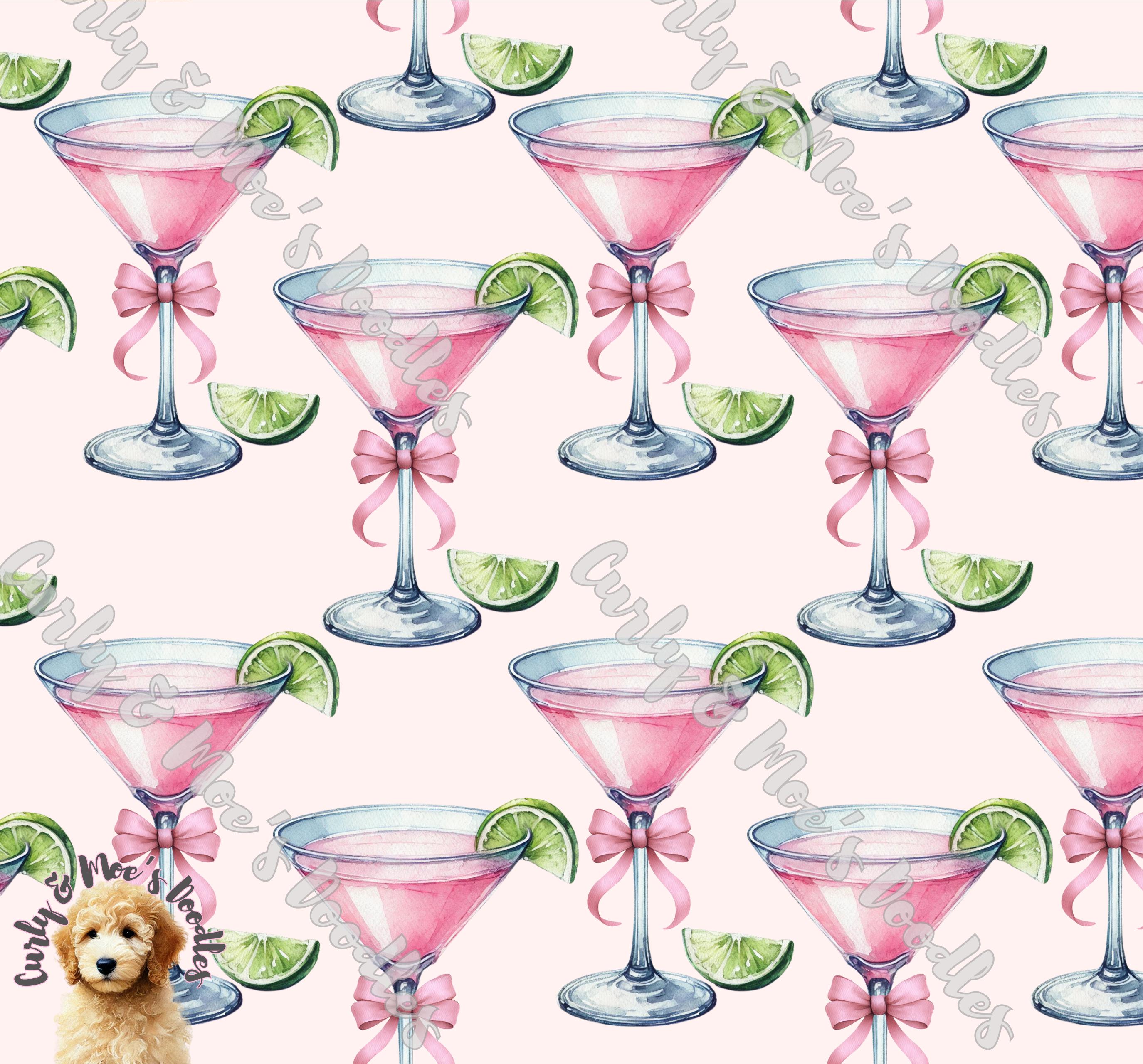 Cosmopolitan Seamless Wallpaper, Pink Cocktail Pattern (digital ...