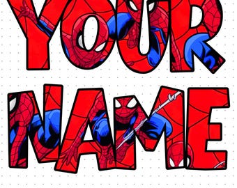 Immagine PNG di Spidey personalizzata, personaggio supereroe PNG, download digitale degli Avengers, Spidey supereroe nome personalizzato compleanno ragazzo PNG