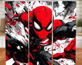 Kubek z nadrukiem komiksu o superbohaterach: 20-uncjowy, chudy kubek PNG (pobieranie cyfrowe)