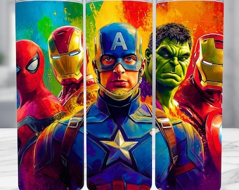 Envoltorio para vaso de superhéroe de los 90: Diseño de sublimación de 590 ml (descarga digital)