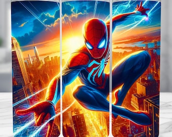 Superbohaterskie opakowanie na kubek: sublimacyjny wzór z postacią bohatera kreskówki w formacie PNG (pobranie cyfrowe)