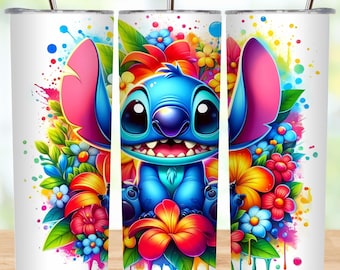 Floral Cartoon Tumbler Wrap: 20oz Skinny Tumbler Sublimation Design (Digital Download)
