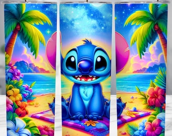 Floral Stitch Tumbler Wrap: 20oz Skinny Sublimation Design (PNG Digital File)