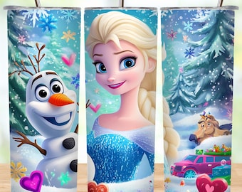 Princess Tumbler Sublimation Design: Cartoon Character Wrap (PNG Digital Download)
