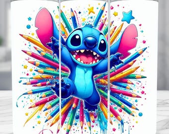 Envoltura de vaso con acuarela: Diseño de punto para la vuelta al cole (descarga digital)