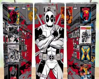 Envoltura para vaso de superhéroe de cómic: vaso delgado de 20 oz PNG (descarga digital)