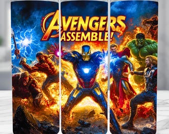 Superhero Tumbler Wrap: 20oz Cartoon Hero PNG Sublimation (Digital Download)