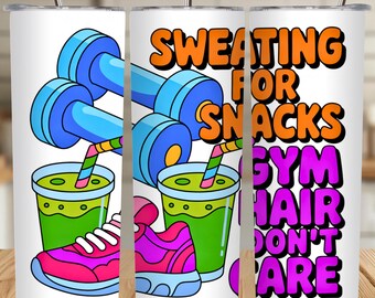 Workout Tumbler Wrap PNG, Fitness Sublimation Design (Digital Download)