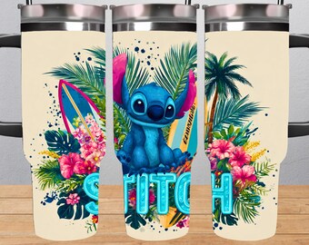 Stitch Tumbler Wrap PNG, Cartoon Characters 40oz Quencher Sublimation (Digital Download)