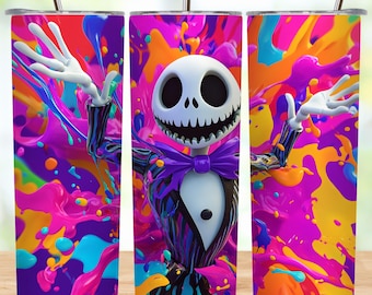 Jack Skellington Tumbler Wrap: Halloween 20oz Sublimation Design (PNG Digital Download
