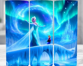 プリンセス水彩タンブラーラップ：20オンス スキニータンブラー PNG（デジタルダウンロード）