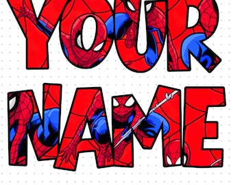 Superhero Custom Name PNG, Personalized Name Hero Digital, Custom Family Birthday Png, Custom Name Junior Hero Mcu Spider Man Theme Png