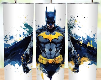 Superhero Tumbler Wrap PNG: Watercolor Splash Design (Digital Download)