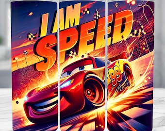 Race Cars Tumbler Wrap PNG: Cartoon Characters 20oz Template (Digital Download)