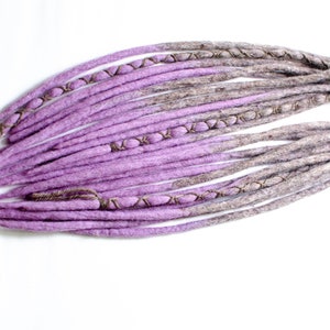 Wool Dreadlock Extensions, Lavender Gray,