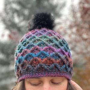 Crochet Hat Pattern, The Alpine Beanie, Diamond Waffle stitch.