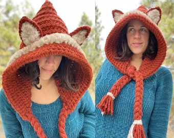 Crochet Fox Hood Pattern, PDF digital document